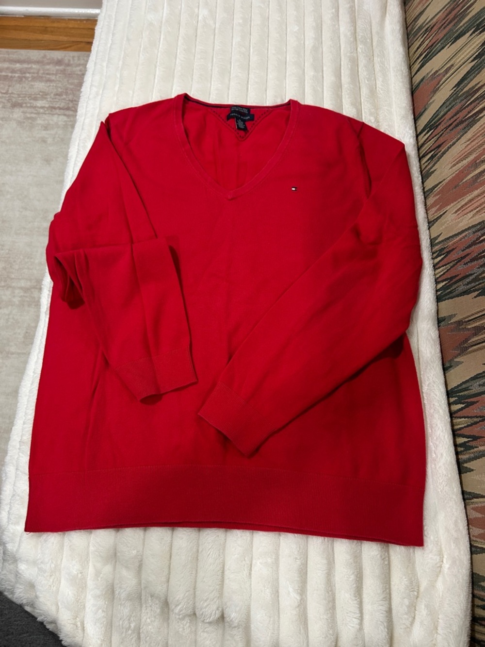 Tommy Hilfiger Men's Bright Red V-Neck Sweater